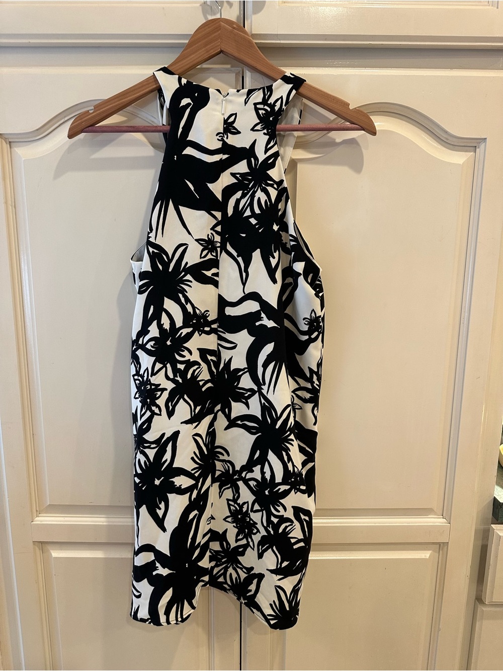 Black & White Floral Halter Mini Dress